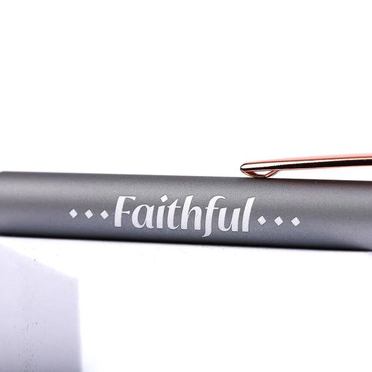 Faithful Grey Soft Touch Pen With Stylus Tip