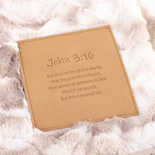 Fluffy Throw With Patch - John 3:16