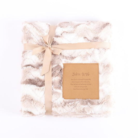 Fluffy Throw With Patch - John 3:16