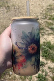 Watercolor Daisy Glass Can