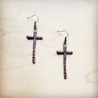 Narrow Hammered Copper Cross Earrings
