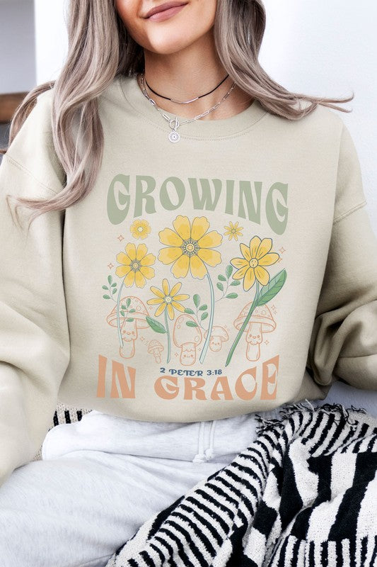 Mushroom and Flower growing Fleece Sweatshirt