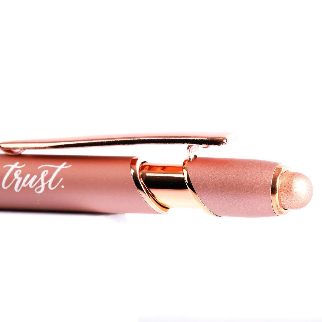 Pray Wait Trust Rose Gold Pen With Stylus Tip