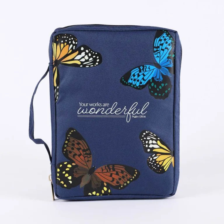 Canvas Bible Cover - Butterfly "Wonderful" - Large