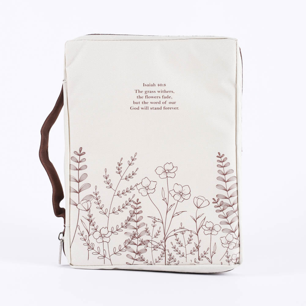 Canvas Bible Cover - Isaiah 40:8 Wildflowers (Medium)