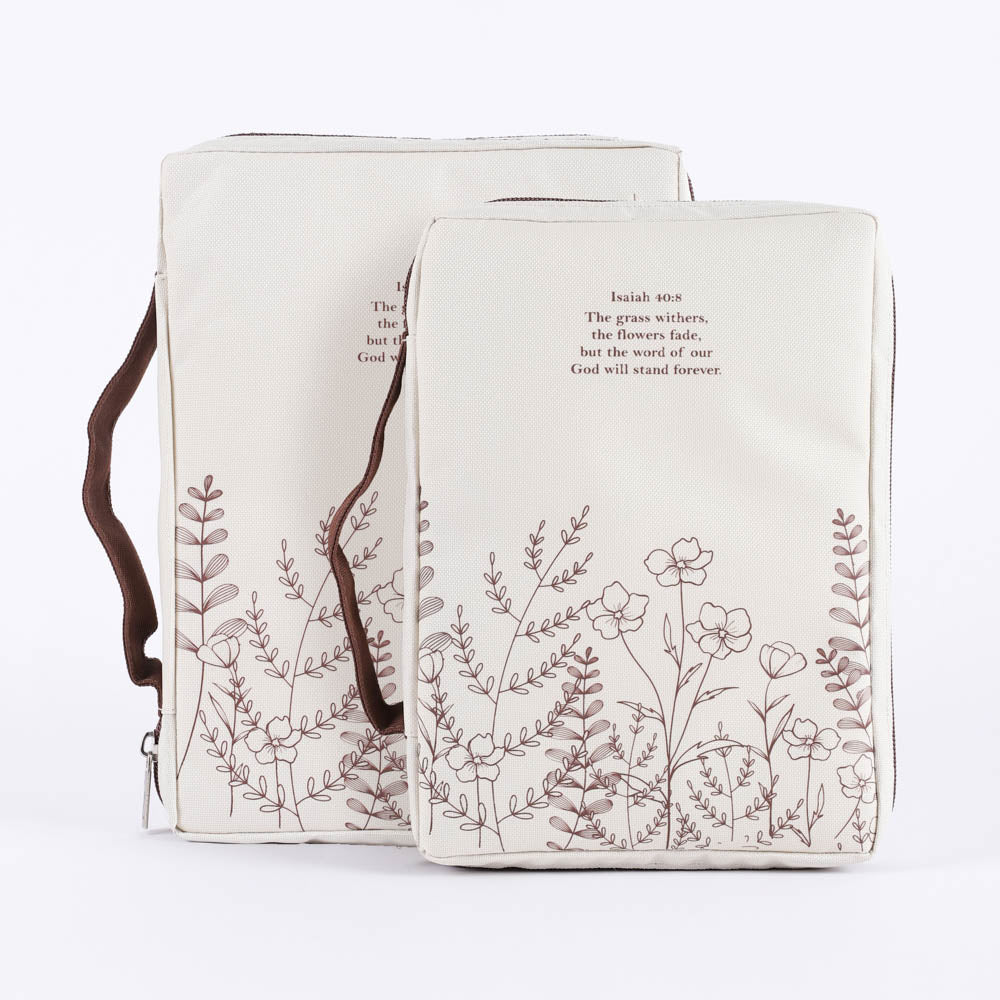 Canvas Bible Cover - Isaiah 40:8 Wildflowers (Medium)