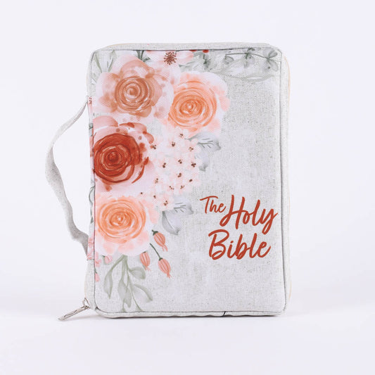 Canvas Bible Cover - Holy Bible Floral (Medium)