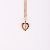 Cross in Heart Rose Gold & Sterling Silver 18" Necklace