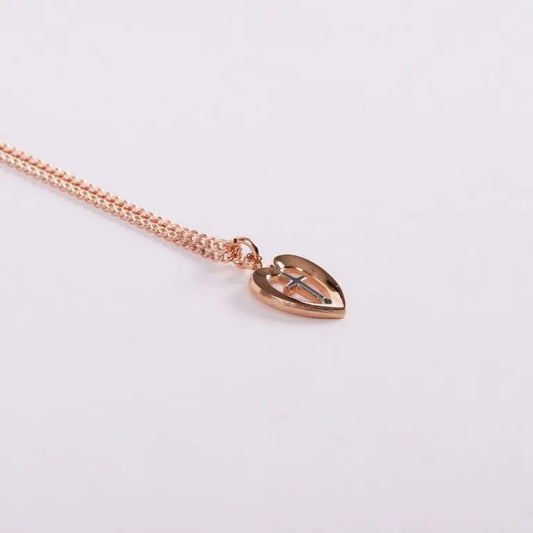 Cross in Heart Rose Gold & Sterling Silver 18" Necklace