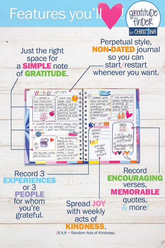 Faith-Based Gratitude Finder Journal with Stickers