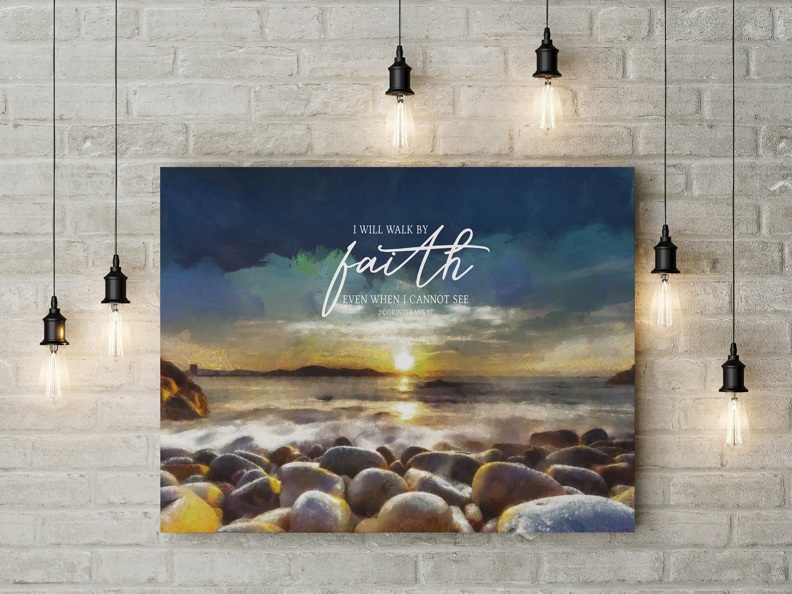 Peaceful Shore Scripture Wall Art Canvas