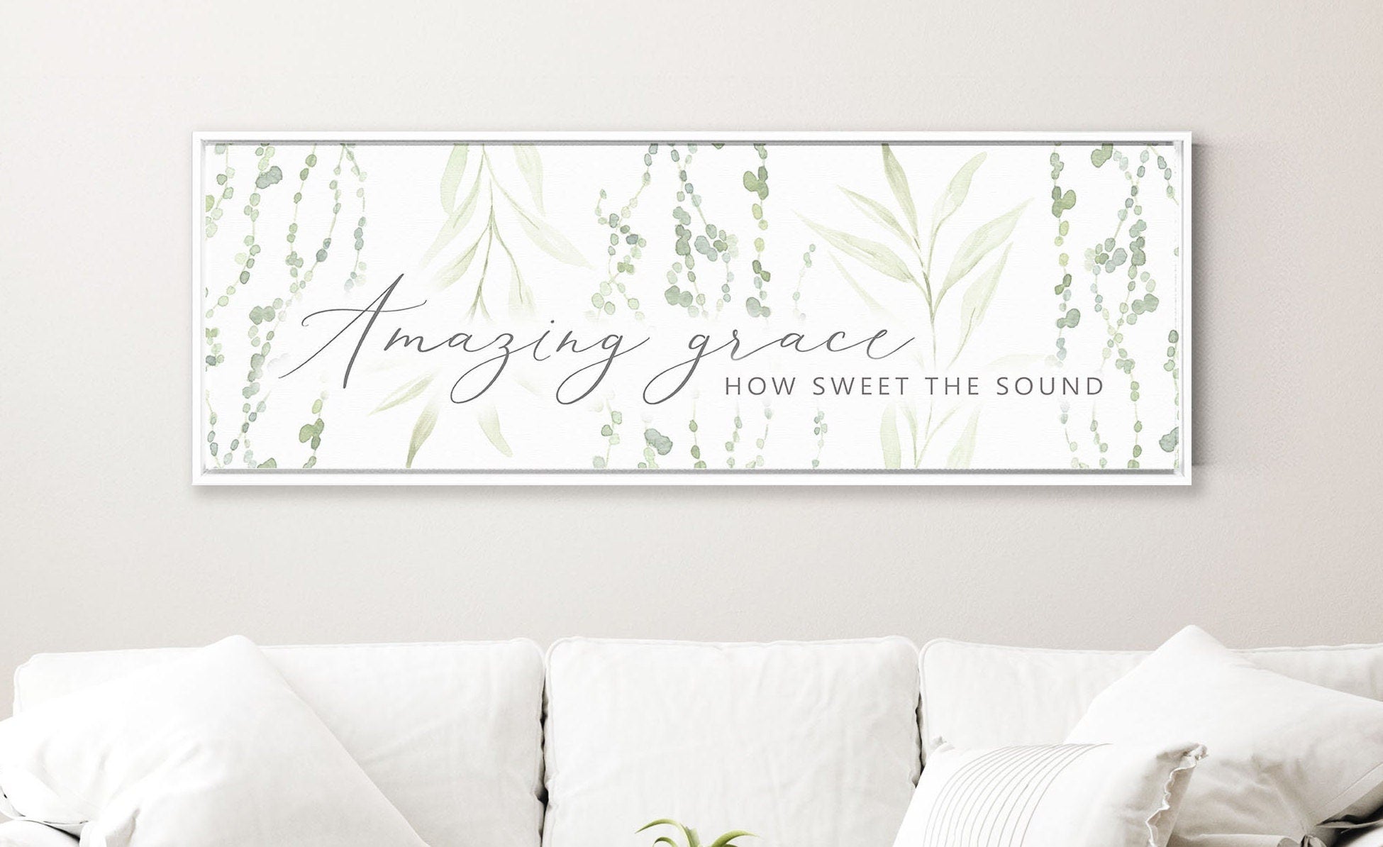 Amazing Grace in Floral Print Christian Wall Art